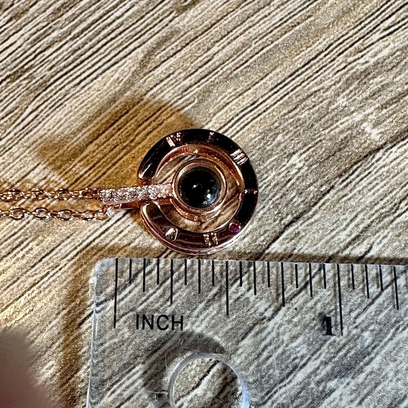 Rose Gold Plated Sterling “I Love You” Pendant Projection Charm Necklace - Picture 11 of 11